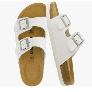 Cushionaire, Lane Cork Footbed Sandals, White